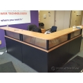 Heartwood 84x84" Black Honey Reception Desk, Translucent Gallery